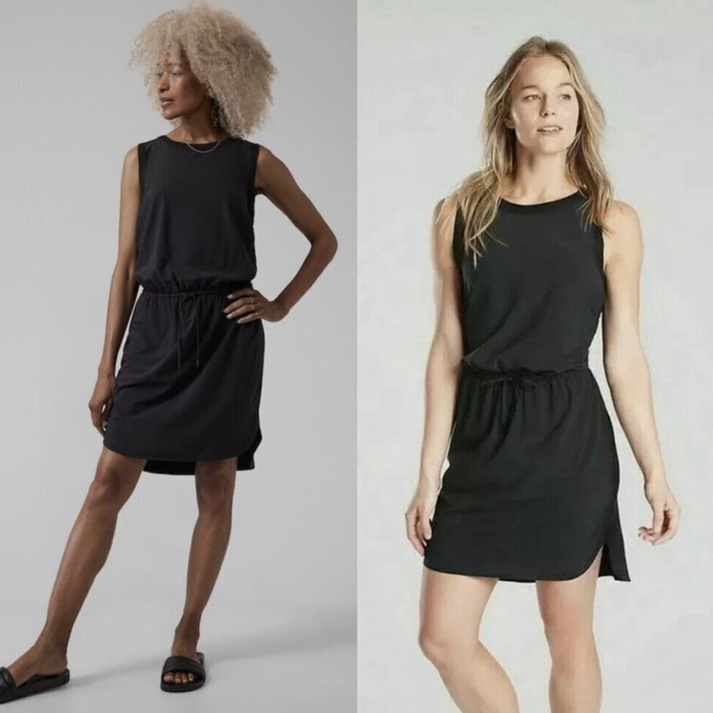 Athleta Rincon Dress Black UPF Travel Vacation Stretch Featherweight Tank, Sz S
